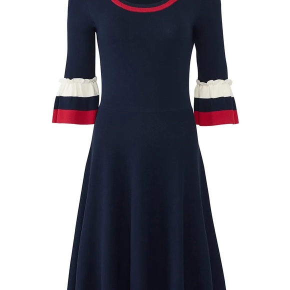 Draper James / Bell Sleeve Navy Stripe sweater Dress - Picture 2 of 7